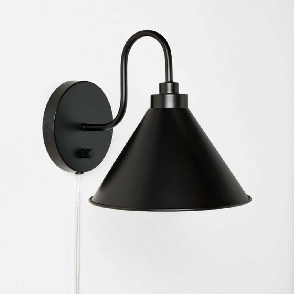 Curved Neck Wall Sconce with Metal Shade - Black - Studio McGee